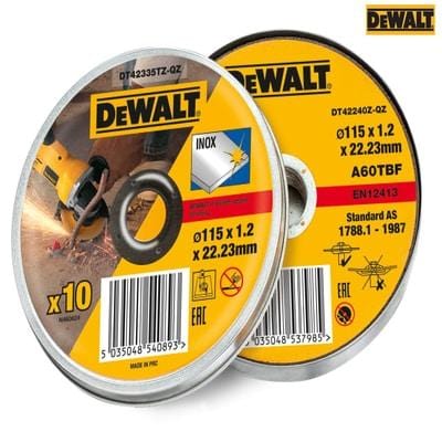 DT42335TZ Inox Metal/Stainless Cutting Disc 115 x 1.2 x 22.23mm (Tin of 10) - DeWalt