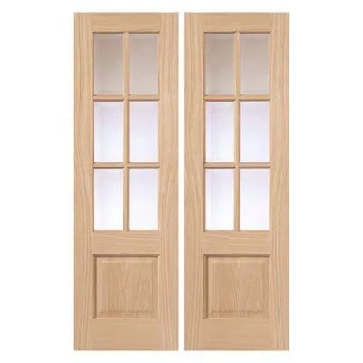 Traditional Dove Oak Pair of Glazed Internal Doors - All Sizes - JB Kind