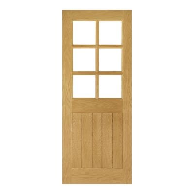 Ely Prefinished Oak Bevelled Glaze (6 Light Panels) Internal Door - All Sizes - Deanta