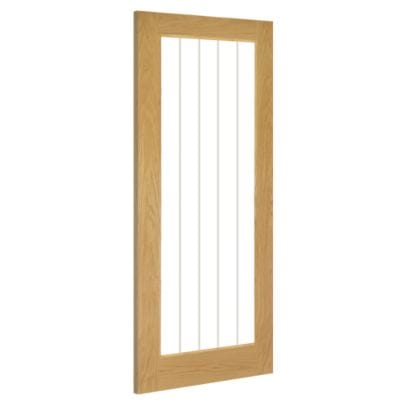 Ely Unfinished Oak Glazed (1 Full Light Panel) Internal Door  - All Sizes - Deanta