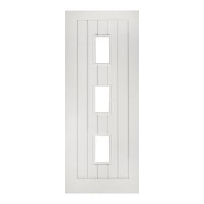 Ely White Primed Glazed (3 Light) Internal Fire Door FD30 - All Sizes - Deanta