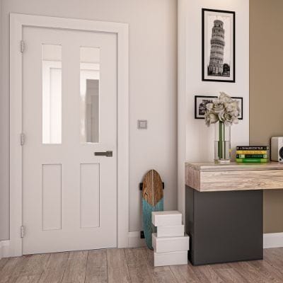 Eton White Primed Glazed Internal Door - All Sizes - Deanta