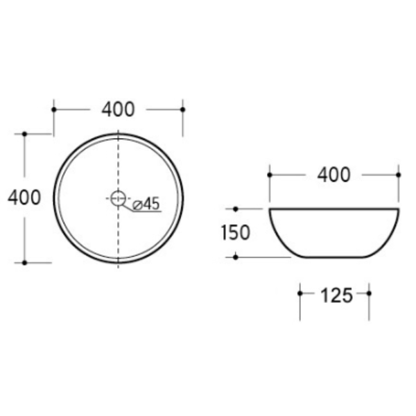 Kompass Lavabo Garbo Wash Basin - 400mm - Aqua
