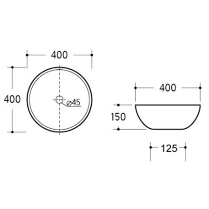 Kompass Lavabo Garbo Wash Basin - 400mm - Aqua
