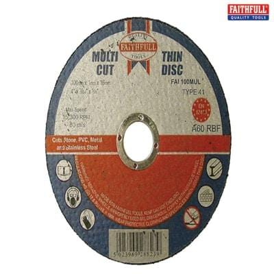 Multi-Purpose Cutting Discs 100mm x 1mm x 16mm (Pack of 10) - Faithfull