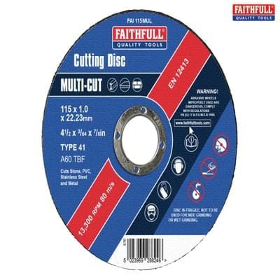 Multi-Purpose Cutting Discs 115mm x 1mm x 22.23mm (Pack of 10)