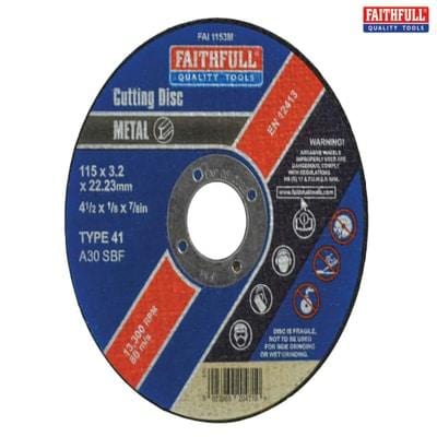 Metal Cut Off Disc 115mm x 3.2mm x 22.23mm - Faithfull