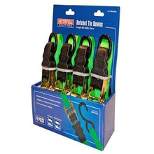 Load image into Gallery viewer, Ratchet Tie-Downs 5m x 25mm Green 4 Piece - Faithfull
