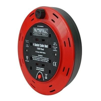 Cable Reel 240V 10A 4-Socket x 10m - Faithfull