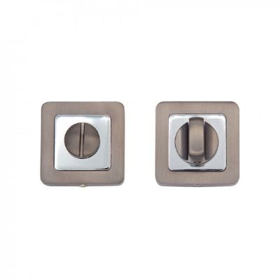 Thumbturn Set Matt Satin Black/Chrome - 50mm x 50mm - Square Rose - Deanta