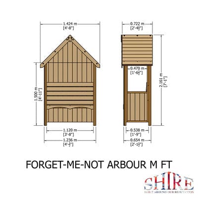 Forget Me Not Arbour - 4ft x 2ft (Pressure Treated) - Shire