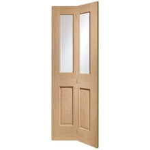 Load image into Gallery viewer, Malton Bi-Fold Internal Oak Door with Clear Bevelled Glass 1936 x 379.5 x 35mm (30&quot;) - XL Joinery

