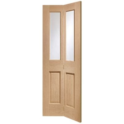 Malton Bi-Fold Internal Oak Door with Clear Bevelled Glass 1936 x 379.5 x 35mm (30