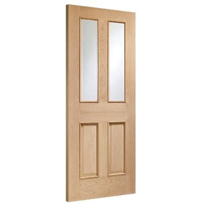 Malton With Raised Mouldings Internal Oak Door with Clear Bevelled Glass - All Sizes - XL Joinery