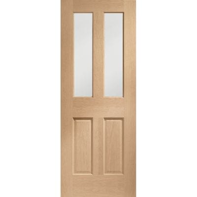 Malton Pre-Finished Internal Oak Door with Clear Bevelled Glass - All Sizes - XL Joinery