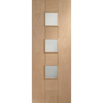 Messina Pre-Finished Internal Oak Door with Clear Glass - All Sizes - XL Joinery