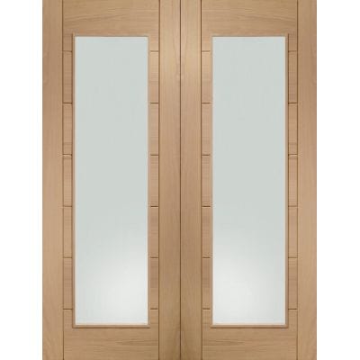 Palermo Internal Oak Rebated Door Pair with Clear Glass - All Sizes