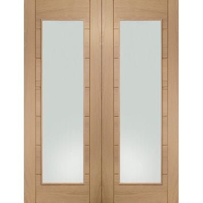 Palermo Internal Oak Rebated Door Pair with Clear Glass - All Sizes