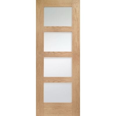 Shaker 4 Light Internal Oak Door with Obscure Glass - All Sizes - XL Joinery