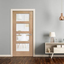 Load image into Gallery viewer, Shaker 4 Light Internal Oak Fire Door with Obscure Glass - All Sizes - XL Joinery
