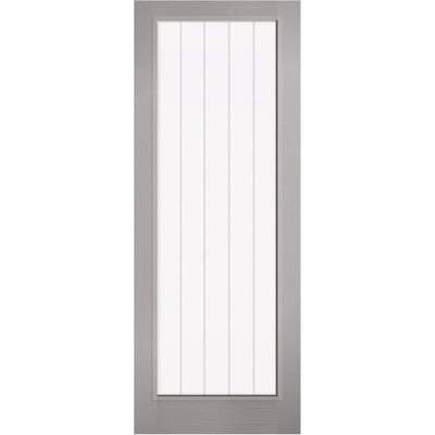 Moulded Textured Vertical Grey Pre-Finished 1 Glazed Clear With Frosted Lines Light Panel - All Sizes - LPD Doors Doors