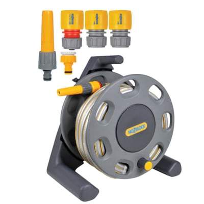 2412 30m Freestanding Compact Hose Reel + 25m of 12.5mm Hose - Hozelock