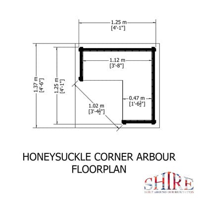 Honeysuckle Corner Arbour - 4ft x 4ft (Pressure Treated) - Shire