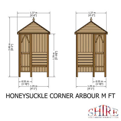 Honeysuckle Corner Arbour - 4ft x 4ft (Pressure Treated) - Shire