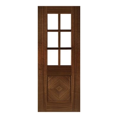 Kensington Prefinished Walnut Bevelled Galze Internal Door - All Sizes - Deanta