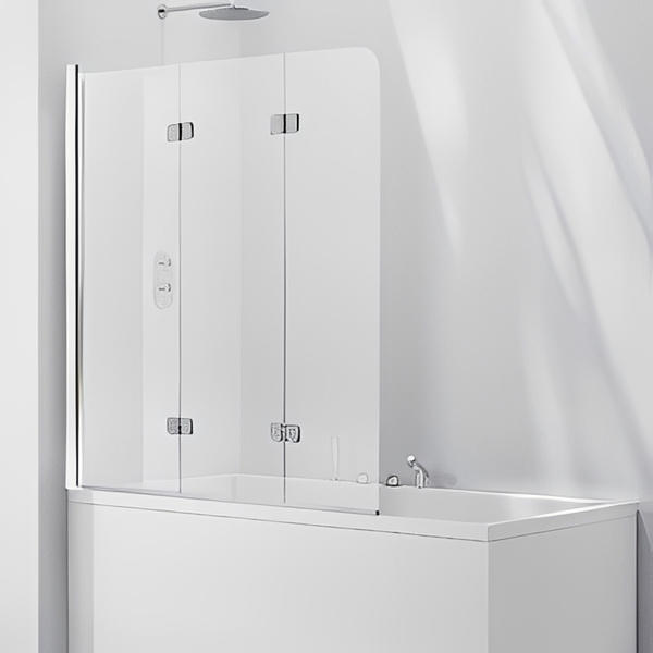 Aquaglass 6mm Frameless Bath Screen with 3 Folding Panels - 1400 x 1200mm - Aqua