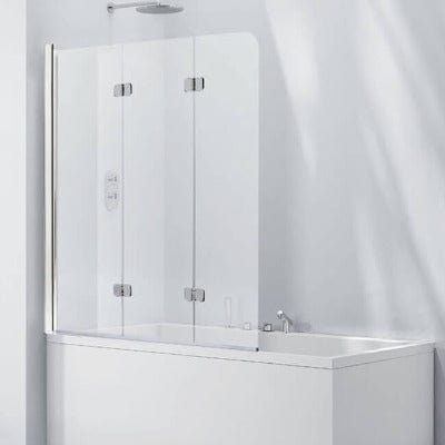 Aquaglass 6mm Frameless Bath Screen with 3 Folding Panels - 1400 x 1200mm - Aqua