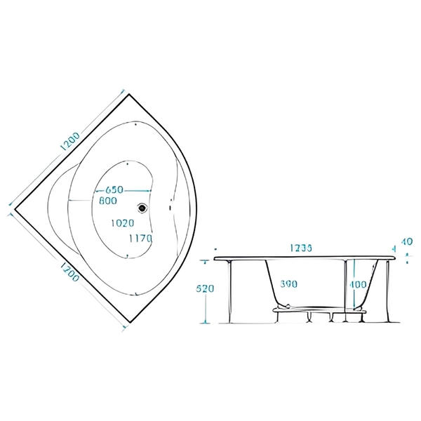 Lagoon Corner Bath - All Sizes - Aqua