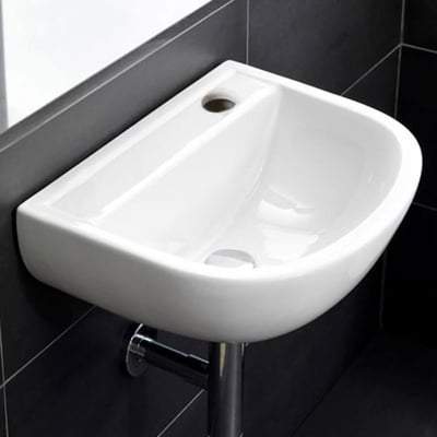 Compact 50cm Special Needs Basin 1 Tap Hole Right Hand with no Overflow in Alpine White - RAK Ceramics