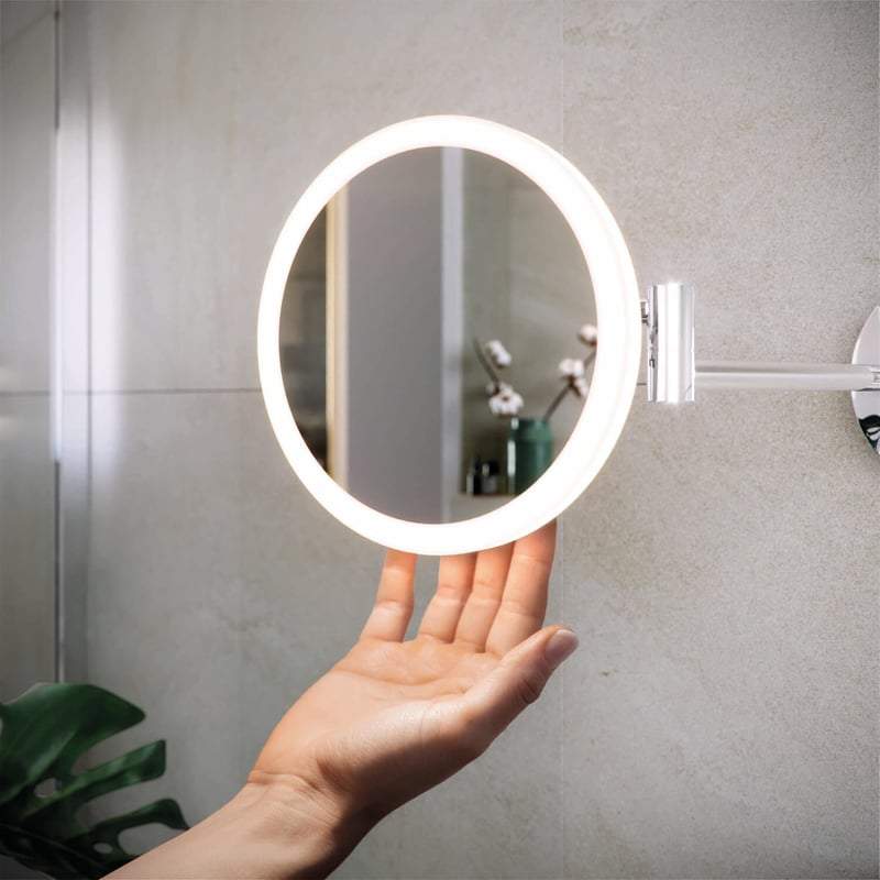 Demeter Plus LED Illuminated Round 3x Magnifying Mirror with Magnetic Pull Out Switch - RAK Ceramics