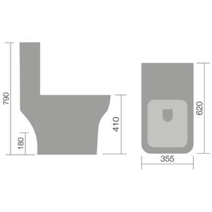 Bella Close Coupled Toilet (For use with Cistern) - Aqua