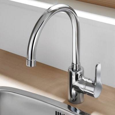 L20 Chrome Kitchen Sink Mixer With Swivel Spout - Roca