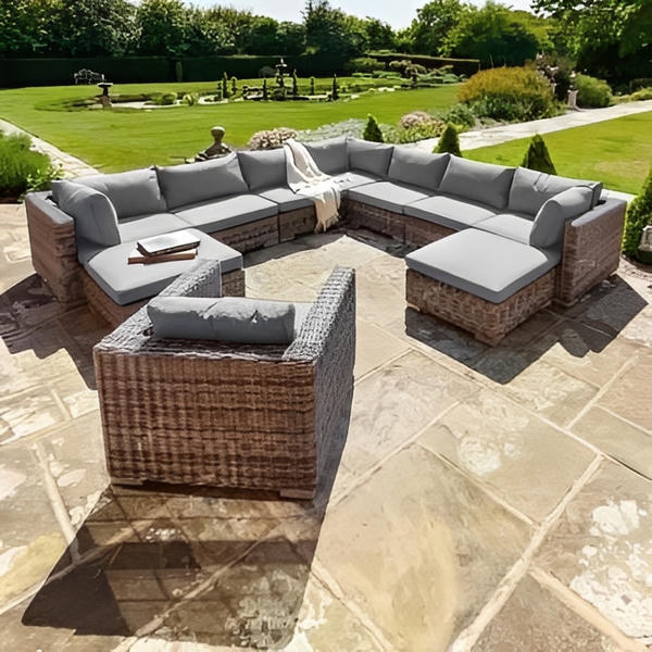 Livingstone Scuro - 7 Seater Sofa Set With Armchair & Double Footstool