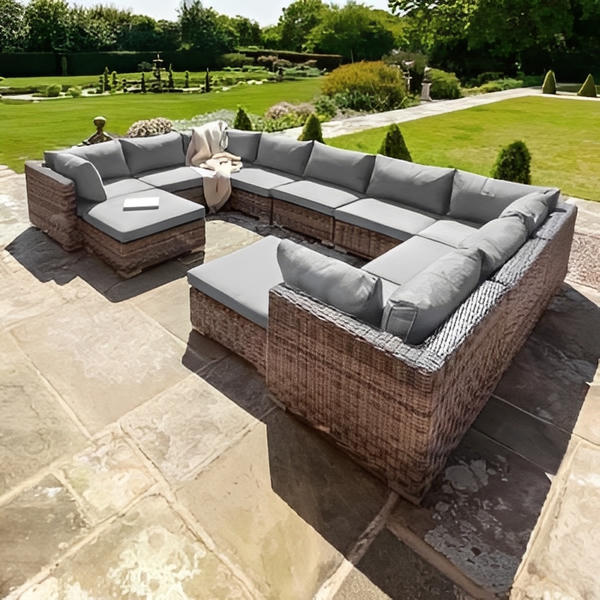 Livingstone Scuro - 9 Seater Sofa Set With Double Footstool