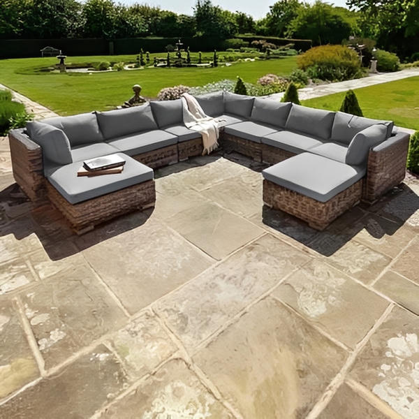 Livingstone Scuro - 7 Seater Sofa Set With Double Footstool