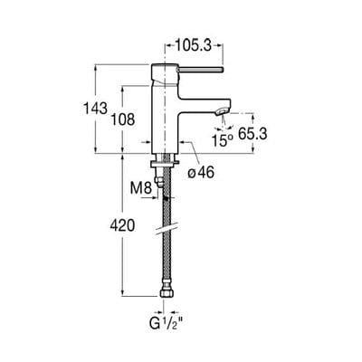 Targa Chrome Smooth Body Basin Mixer Tap - Roca