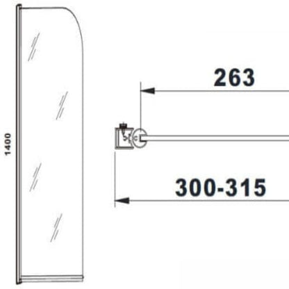 Aquaglass 5mm Mini Bath Screen - 1400 x 300mm - Aqua