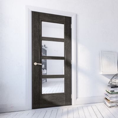 Montreal Dark Grey Ash Glazed Internal Door - All Sizes - Deanta