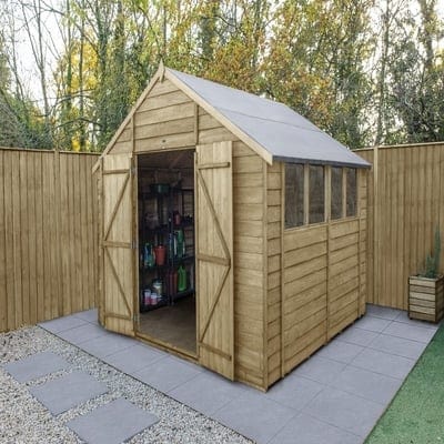 Forest Overlap Pressure Treated Apex Shed Double Door - All Sizes