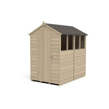 Load image into Gallery viewer, Forest Overlap Pressure Treated 6ft x 4ft Apex Shed - 4 Window - Forest Garden
