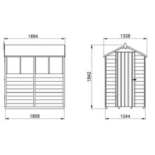 Load image into Gallery viewer, Forest Overlap Pressure Treated 6ft x 4ft Apex Shed- 4 Window - Forest Garden
