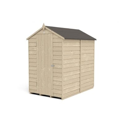 Forest Overlap Pressure Treated 6ft x 4ft Apex Shed - No Window - Forest Garden