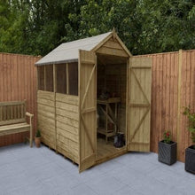 Load image into Gallery viewer, Forest Overlap Pressure Treated 8ft x 6ft Apex Shed - Double Door, 4 Windows
