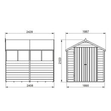 Load image into Gallery viewer, Forest Overlap Pressure Treated 8ft x 6ft Apex Shed - Double Door, 4 Windows - Forest Garden
