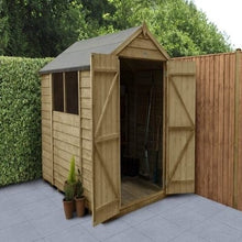 Load image into Gallery viewer, Forest Overlap Pressure Treated 8ft x 6ft Apex Shed - Double Door - Forest Garden
