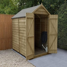 Load image into Gallery viewer, Forest Overlap Pressure Treated 8ft x 6ft Apex Shed - Double Door, No Windows - Forest Garden
